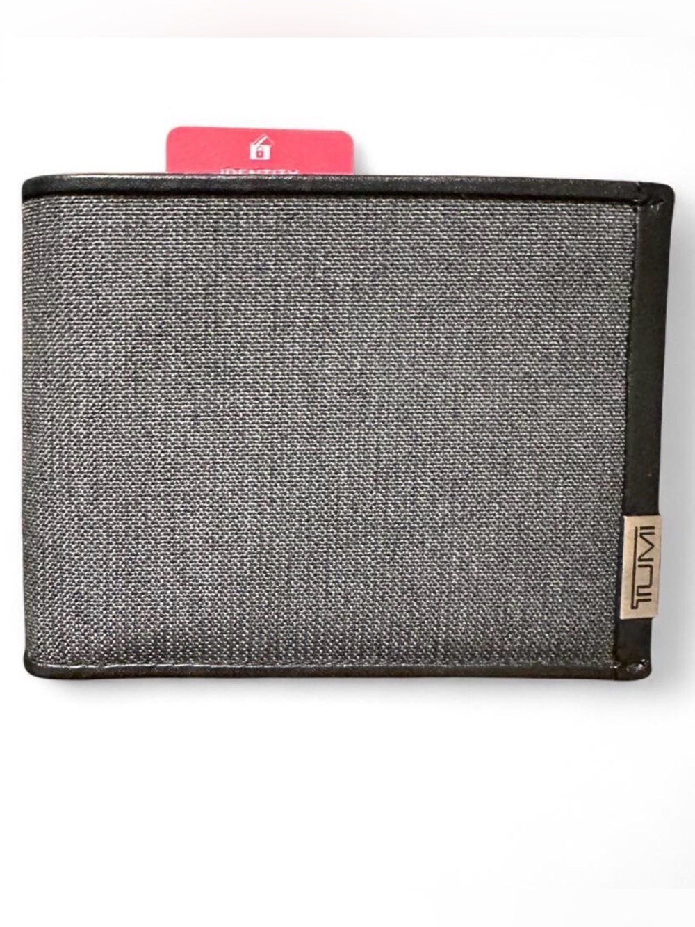 TUMI Alpha Gray Fabric Wallet with Black Trim